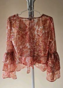 Flowy Ruffle Floral Print Top