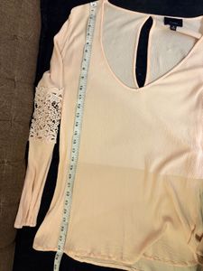 Elegant Peach Top with Lace Detail