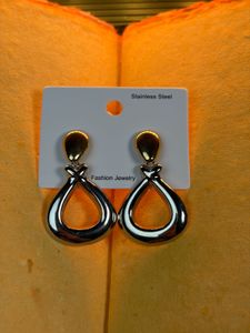 Two-Tone Gold &amp; Silver Chunky Teardrop Statement