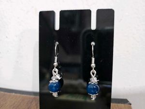 Elegant Blue Stone Dangle Earrings & bracelet