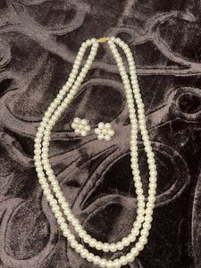 Elegant Pearl Necklace & Earrings Set