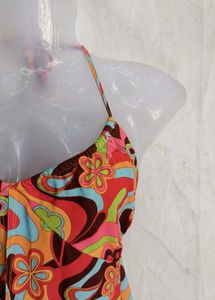 Retro Swirl Print Halter Top