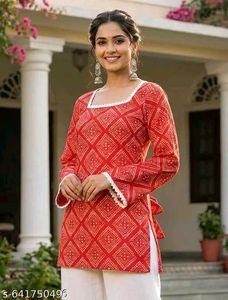 Stylish Red Printed Kurta for Women
