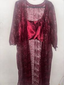 Elegant Burgundy Sequined Set