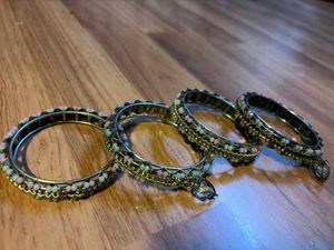 Boho Beaded Bangle Set with cute little hearts ❣️