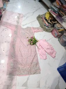 Pink Embroidered Kurta Set with Dupatta
