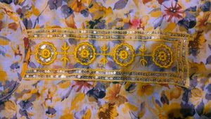 Yellow Floral Print Kurta Set with Dupatta