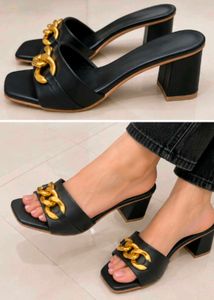 Chic Black Chain Detail Heels