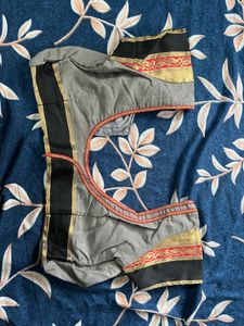 grey cotton saree with blouse