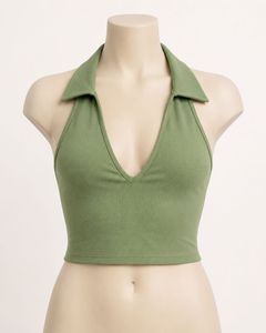 Ribbed Halter Neck Crop Top