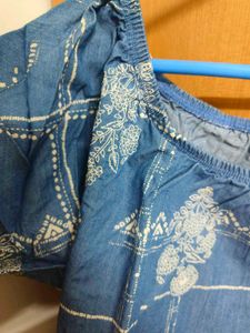 Blue Off-Shoulder Printed Top
