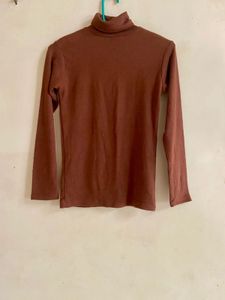Women's Brown Turtleneck Top