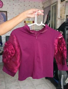Purple Floral Sleeve Top