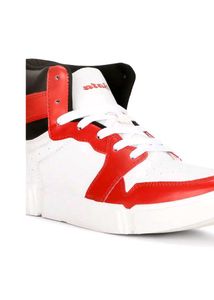 High-Top Sneakers - Red &amp; White
