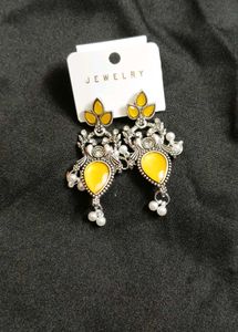 Elegant Yellow Stone Peacock Earrings
