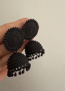 Elegant Black Jhumka Earrings