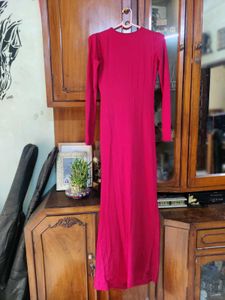 Plunging neckline V Red Maxi Dress