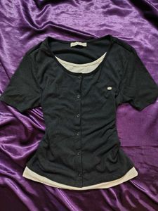 Stylish Black Button-Up Top