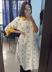 yellow collared Kurta