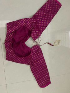 Magenta Brocade Readymade Saree Blouse