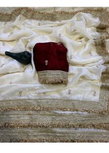 Embroidered embelished bollywood tissue pure silk