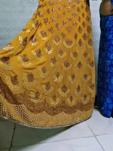 Yellow Lehenga Choli Set with Red Dupatta