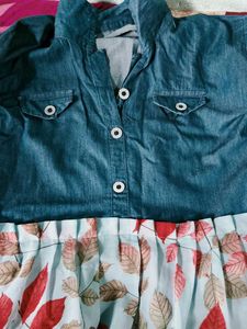 Chic Denim &amp; Floral Midi Dress