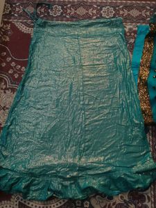 Teal &amp; Gold Embellished Fabric