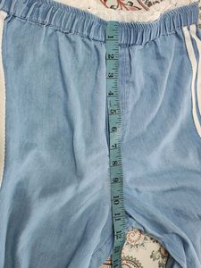 Blue Cargo Pants with Side Stripes