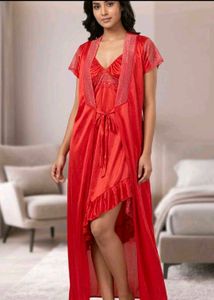Lace Trim Velvet Nightgown