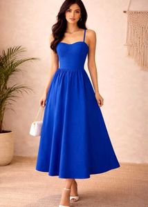 Elegant Royal Blue Midi Dress