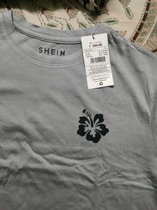SHEIN Gray Floral Graphic Tee
