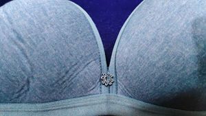 Comfortable Blue Bra with Floral  patch Detail