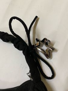 Savana Cute Black Bag with Scrunchie Strap