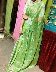 Elegant Green Embroidered Saree