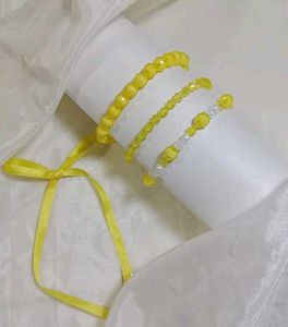 Set of 3 Yellow Beaded Bracelets