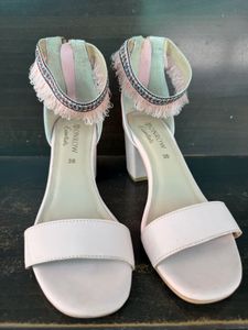 Monrow Blush Pink Block Heels with Zip-up Back