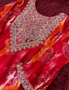 Red Embroidered Kurta Set