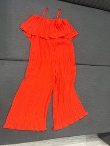 Orange Pleated Jumpsuit