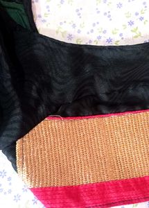 Elegant Black Saree with Gold Border
