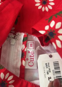 Red Floral Baby Girl Dress - Age 2 to 3