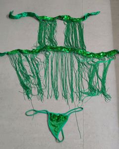 Green Fringe Sequin Set