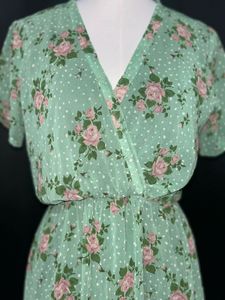 Mint Green Floral Wrap Dress