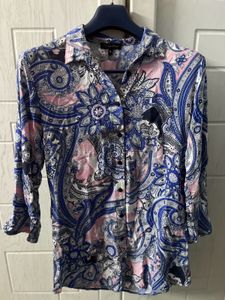Stylish Paisley Print Button-Up Blouse