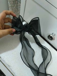 Elegant Black Organza Bow Hair Clip