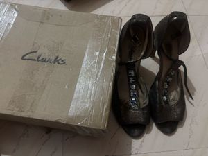 Clark’s Metallic T-Strap Heels