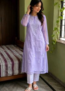 Elegant Lavender Chikankari Kurta