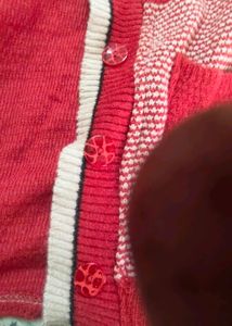 Red Knit Cardigan with Pockets