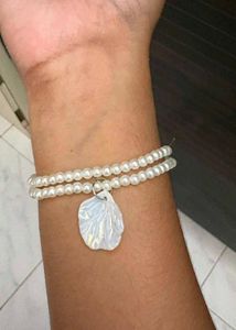 Pearl Bracelet with Petal Charm