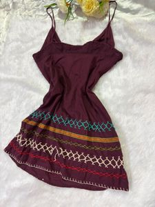 Boho Embroidered Spaghetti Strap Dress